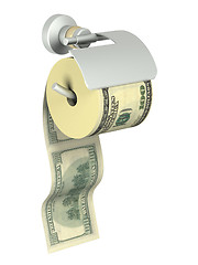 Image showing The Roll of dollars anchored in holder for tissue