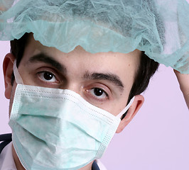 Image showing Portrait of a young doctor with stethoscope.