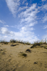 Image showing Sand dunes under a nice clouded sky