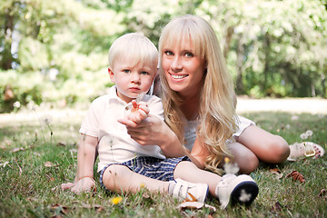 Image showing Happy caucasian mother and son