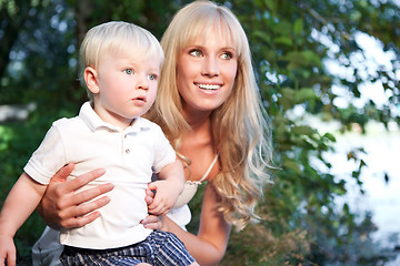 Image showing Happy caucasian mother and son