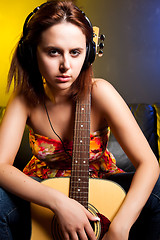 Image showing Beautiful woman with guitar