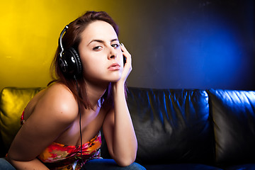 Image showing Beautiful woman with headphones