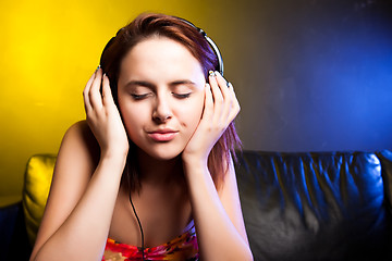 Image showing Beautiful woman with headphones