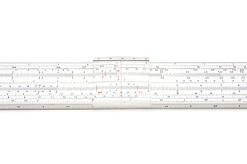 Image showing Vintage slide rule mechanical calculator closeup isolated