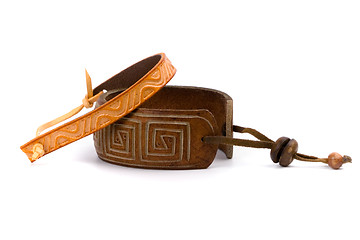 Image showing two leather bracelets
