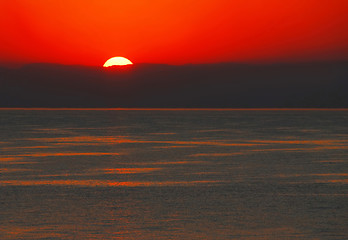 Image showing Sunrise over sea