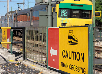 Image showing Train crossing warning