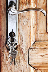 Image showing Door handle with keys