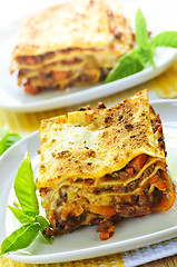 Image showing Plates of lasagna