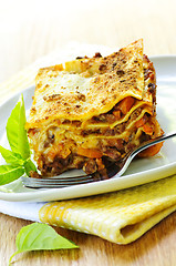 Image showing Plate of lasagna