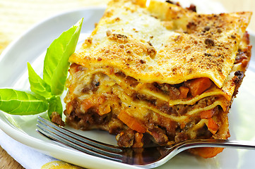 Image showing Plate of lasagna