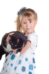 Image showing Girl and cat