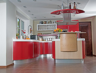 Image showing Red modern kitchen