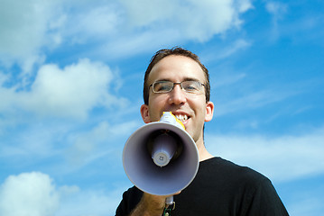 Image showing Man Making An Announcement