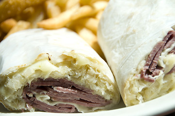 Image showing corn beef reuben sandwich wrap