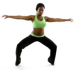 Image showing pretty young latin female black exercising ballet dance