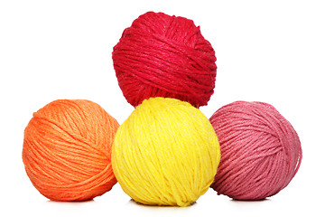 Image showing Colorful yarn balls over white background