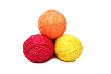 Image showing Colorful yarn balls over white