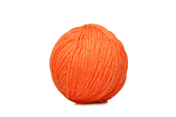 Image showing Orange yarn ball over white