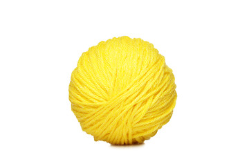 Image showing Yellow yarn ball over white