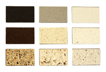 Image showing  Stone samples for kitchen countertops