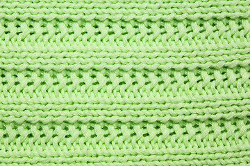 Image showing Green knitted textured background