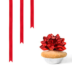 Image showing Christmas Mince Pie and Ribbons