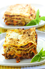 Image showing Plates of lasagna