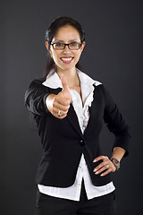 Image showing picture of an attractive businesswoman making her ok sign