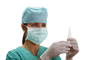 Image showing Female doctor with a vial