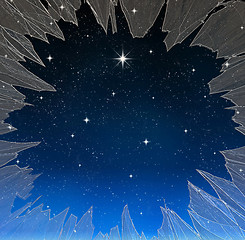 Image showing bright star through smashed window