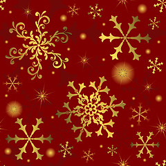 Image showing Abstract red seamless  background  with snowflakes