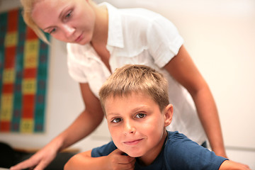 Image showing young mats student with teather in the classroom