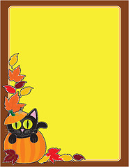 Image showing Black Cat Pumpkin Border