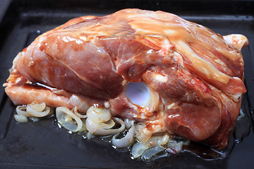 Image showing Honey glazed pork shoulder raw