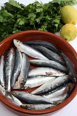 Image showing sardines bread and tomato vertical