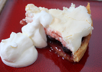 Image showing Cherry meringue pie slice