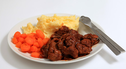 Image showing Boeuf bourguignonne meal