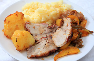 Image showing Roast pork dinner