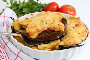 Image showing Aubergines with meat and bechamel