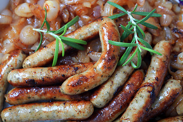 Image showing Fried onion and sausage