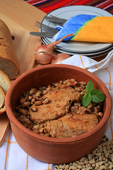 Image showing Pork and beans in bowl vertical
