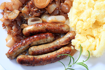 Image showing English bangers and mash