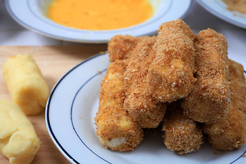 Image showing Making potato croquettes horizontal