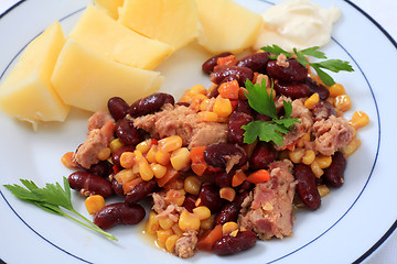 Image showing Tuna been and sweetcorn salad horizontal