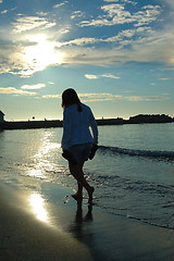 Image showing Walkin in beach - Norway