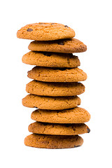 Image showing stack of oatmeal chocolate chip cookies