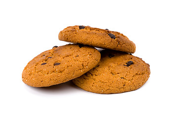 Image showing three oatmeal chocolate chip cookies