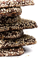 Image showing stack of chocolate coocies
